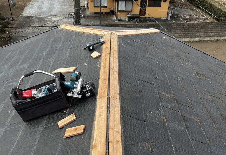 施工事例/棟木交換 (貫板)